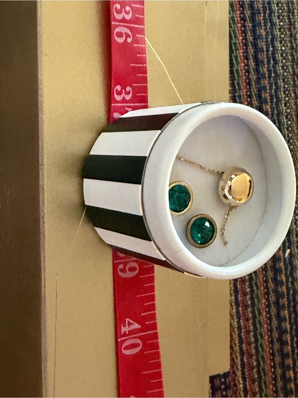 White House Black Market Emerald Green and Gold Stud Earrings and Pendant Set - Picture 6 of 6